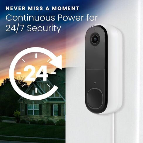 Wasserstein Power Adapter (5.2V 2A) with L-Shaped USB-C Cable (26ft.) & Backplate - Compatible with Arlo Video Doorbell 2K (2nd Generation) (White) (Doorbell NOT Included) in Saudi Arabia