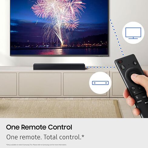 شريط صوت Samsung HW-B400 2.0 قناة مع مكبر صوت مدمج، قوس HDMI، جهاز تحكم عن بعد واحد، توسيع الصوت المحيطي، مع كابل HDMI، 110-240 فولت in Saudi Arabia