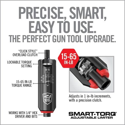 Real Avid Smart-Torq & X3 Driver Kit - Adjustable Limiter 15-65 In-Lbs, 3-in-1 X3 Driver Ratchet, T-Handle, Screwdriver, 12 Bits in a Compact Case in Saudi Arabia