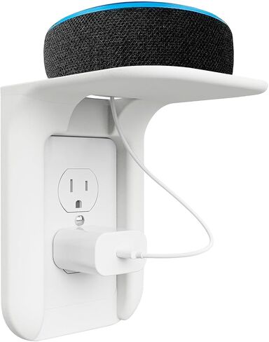 1Pack White Outlet Shelf Wall Holder No-Drill Speaker Mount Cable-Managed Charging Ledge for Storage Smart Home Organization in Saudi Arabia