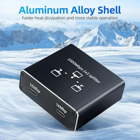 موزع جيجابت إيثرنت 1 في 2 مخرج، موزع RJ45 LAN يعمل بمنفذ USB-C، محول شبكة 1000 ميجابت في الثانية لجهازين الوصول إلى الإنترنت في وقت واحد، التوصيل والتشغيل للكمبيوتر الشخصي والكمبيوتر المحمول والتلفزيون وجهاز التوجيه والمحول (RJ-SP102CK) in Kuwait