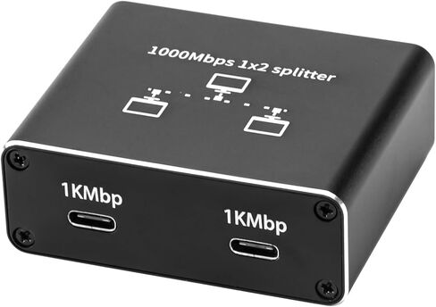 موزع جيجابت إيثرنت 1 في 2 مخرج، موزع RJ45 LAN يعمل بمنفذ USB-C، محول شبكة 1000 ميجابت في الثانية لجهازين الوصول إلى الإنترنت في وقت واحد، التوصيل والتشغيل للكمبيوتر الشخصي والكمبيوتر المحمول والتلفزيون وجهاز التوجيه والمحول (RJ-SP102CK) in Kuwait