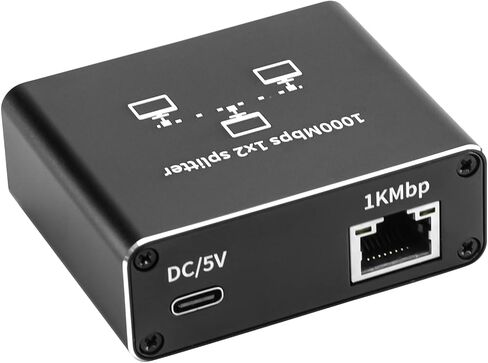 موزع جيجابت إيثرنت 1 في 2 مخرج، موزع RJ45 LAN يعمل بمنفذ USB-C، محول شبكة 1000 ميجابت في الثانية لجهازين الوصول إلى الإنترنت في وقت واحد، التوصيل والتشغيل للكمبيوتر الشخصي والكمبيوتر المحمول والتلفزيون وجهاز التوجيه والمحول (RJ-SP102CK) in Kuwait