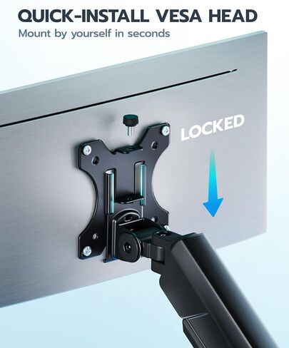 ARES WING Heavy Duty Single Monitor Arm - Fully Adjustable Monitor Mount for 17"-40" Ultrawide Screens up to 26.4 lbs with Clamp/Grommet Desk Mount, 75/100 Vesa Mount, Black in Saudi Arabia