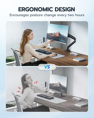 ARES WING Heavy Duty Single Monitor Arm - Fully Adjustable Monitor Mount for 17"-40" Ultrawide Screens up to 26.4 lbs with Clamp/Grommet Desk Mount, 75/100 Vesa Mount, Black in Saudi Arabia