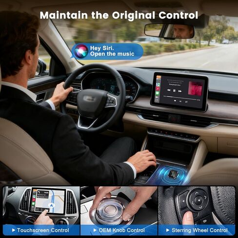 محول CarPlay اللاسلكي لأجهزة Apple وAndroid Auto، سلكي إلى لاسلكي، التوصيل والتشغيل، اتصال مستقر وبدون زمن الوصول، متوافق مع iPhone 6+، iOS 10+، Android 11+ وأكثر من 800 طراز سيارة in Saudi Arabia
