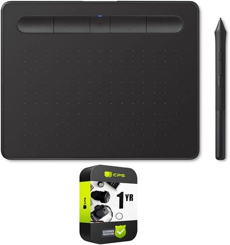 Wacom UCTL4100WLK0 Intuos Creative Wireless Pen Graphic Tablet Bluetooth - حزمة صغيرة باللون الأسود مع حزمة حماية محسنة CPS لمدة عام واحد (متجددة) in Saudi Arabia