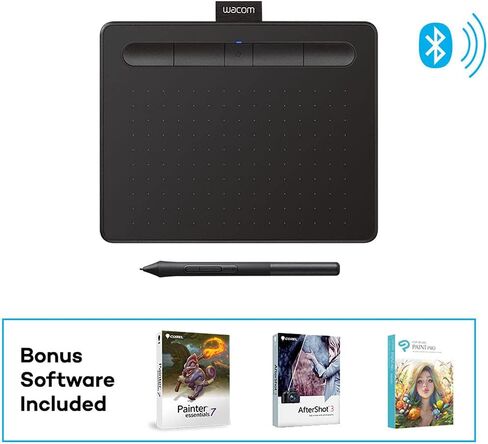 Wacom UCTL4100WLK0 Intuos Creative Wireless Pen Graphic Tablet Bluetooth - حزمة صغيرة باللون الأسود مع حزمة حماية محسنة CPS لمدة عام واحد (متجددة) in Saudi Arabia