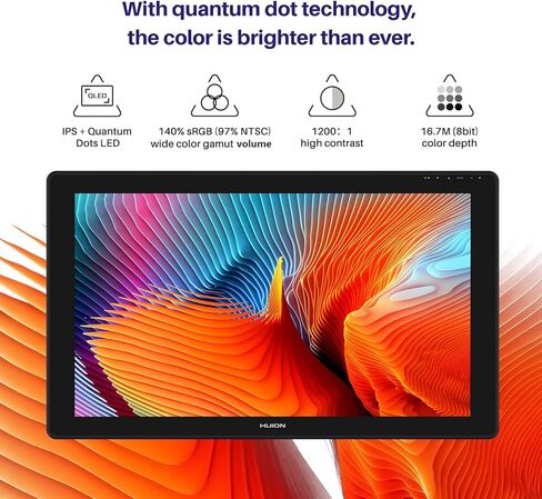 تابلت رسم جرافيك HUION Kamvas 24 Plus 2.5K QHD مع شاشة، شاشة رسم QD مغلفة بالكامل 140% sRGB مع قلمين خاليين من البطارية للكمبيوتر الشخصي، Mac، Android، شاشة عرض قلم 23.8 بوصة in Saudi Arabia