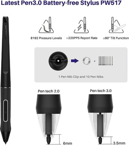 تابلت رسم جرافيك HUION Kamvas 24 Plus 2.5K QHD مع شاشة، شاشة رسم QD مغلفة بالكامل 140% sRGB مع قلمين خاليين من البطارية للكمبيوتر الشخصي، Mac، Android، شاشة عرض قلم 23.8 بوصة in Saudi Arabia