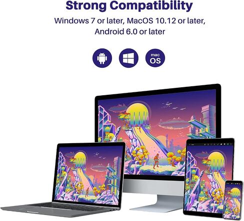 تابلت رسم جرافيك HUION Kamvas 24 Plus 2.5K QHD مع شاشة، شاشة رسم QD مغلفة بالكامل 140% sRGB مع قلمين خاليين من البطارية للكمبيوتر الشخصي، Mac، Android، شاشة عرض قلم 23.8 بوصة in Saudi Arabia