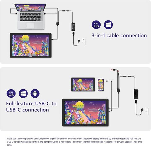 تابلت رسم جرافيك HUION Kamvas 24 Plus 2.5K QHD مع شاشة، شاشة رسم QD مغلفة بالكامل 140% sRGB مع قلمين خاليين من البطارية للكمبيوتر الشخصي، Mac، Android، شاشة عرض قلم 23.8 بوصة in Saudi Arabia