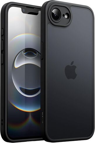 حافظة JETech غير لامعة لهاتف iPhone 16e 6.1 بوصة 2025، حماية من السقوط بدرجة عسكرية مقاومة للصدمات، غطاء هاتف خلفي شفاف بلوري، مضاد لبصمات الأصابع (أسود) in Kuwait