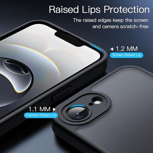 حافظة JETech غير لامعة لهاتف iPhone 16e 6.1 بوصة 2025، حماية من السقوط بدرجة عسكرية مقاومة للصدمات، غطاء هاتف خلفي شفاف بلوري، مضاد لبصمات الأصابع (أسود) in Kuwait