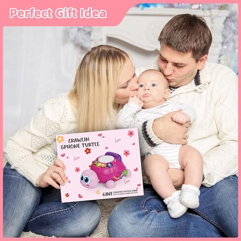 Hanayo Baby Musical Turtle Crawling Girl Toys for 6-18 Months，Infant Early Learning Educational Toy，Baby Girl Gift Essentials for Newborn 7 8 9 11+ Months 1-2 Year Old(Pink) in Saudi Arabia