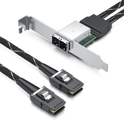 MiniSAS HD Extender Cable - 2 Channel SFF-8087 to SFF-8644 (0.5m, 30AWG) - Includes Full & Low Profile Brackets - High-Speed Data Transfer for Servers & Storage in Saudi Arabia