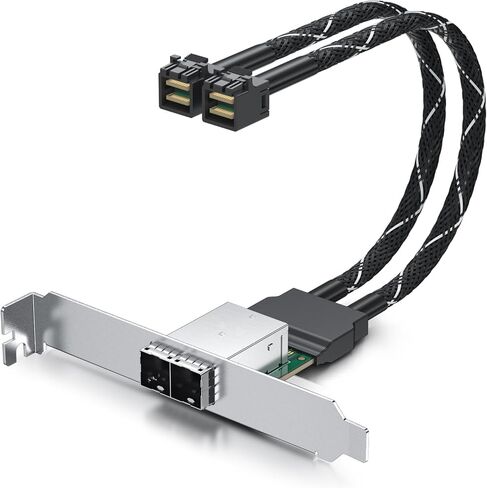 MiniSAS HD Extender Cable - 2 Channel SFF-8087 to SFF-8644 (0.5m, 30AWG) - Includes Full & Low Profile Brackets - High-Speed Data Transfer for Servers & Storage in Saudi Arabia