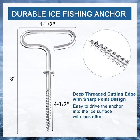 Ice Anchor Drill Adapter Kit with Storage Bag, 4pcs Ice Anchor Tool, Ice Shanty Anchors for Setting Up Ice Fishing Shelter Tent in Saudi Arabia
