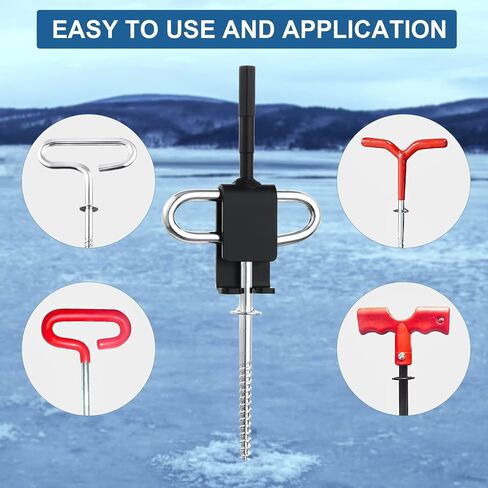 Ice Anchor Drill Adapter Kit with Storage Bag, 4pcs Ice Anchor Tool, Ice Shanty Anchors for Setting Up Ice Fishing Shelter Tent in Saudi Arabia