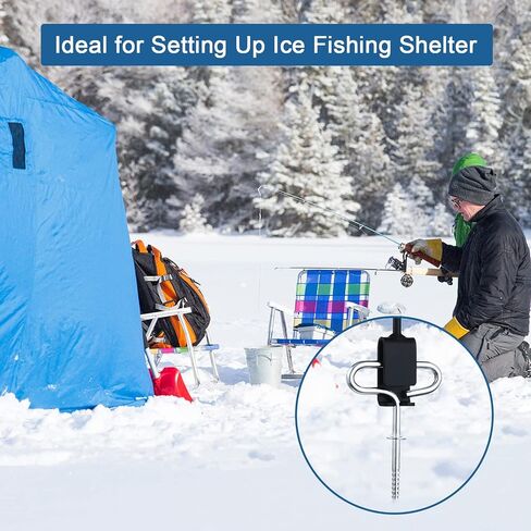 Ice Anchor Drill Adapter Kit with Storage Bag, 4pcs Ice Anchor Tool, Ice Shanty Anchors for Setting Up Ice Fishing Shelter Tent in Saudi Arabia