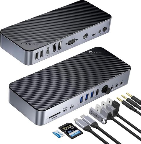 ORICO 20-in-1 Laptop Docking Station, Triple Display with 2xDP and 1xHDMI, 10 Gbps USB-C and 5 Gbps USB-A Port, Ethernet, Audio, SD/TF, VGA, USB C Docking Station for Windows/Dell/HP/Lenovo and More in Saudi Arabia