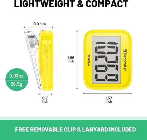 3D Pedometer for Walking, Simple Step Counter with Large Digital Display, Step Tracker with Removable Clip Lanyard, Accurately Track Steps for Men Women Kids Adults Seniors-Sky Blue in Saudi Arabia