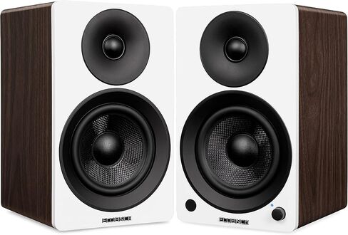 Fluance Reference RT85N قرص دوار من الفينيل عالي الدقة (أبيض)، PA10 Phono Preamp، مكبرات صوت على رف الكتب مقاس 5 بوصات تعمل بالطاقة Ai41 (جوز أبيض)، خرطوشة Nagaoka MP-110، مضخم صوت فئة D 90 وات، بلوتوث in Kuwait
