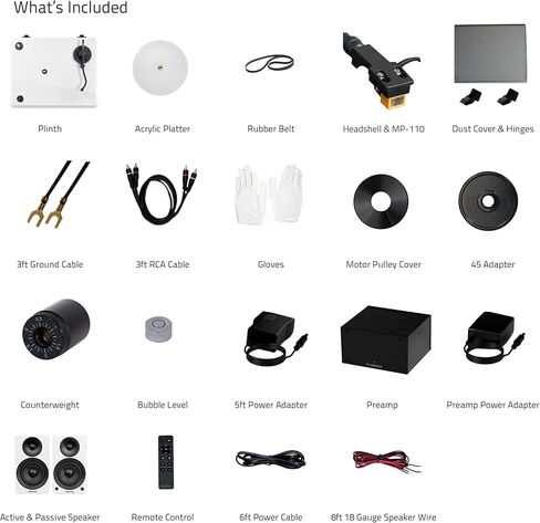 Fluance Reference RT85N قرص دوار من الفينيل عالي الدقة (أبيض)، PA10 Phono Preamp، مكبرات صوت على رف الكتب مقاس 5 بوصات تعمل بالطاقة Ai41 (جوز أبيض)، خرطوشة Nagaoka MP-110، مضخم صوت فئة D 90 وات، بلوتوث in Kuwait