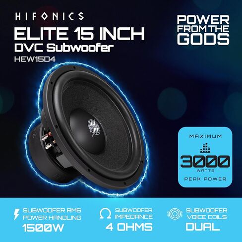 Hifonics 2 Pack Elite 15 Inch Car Mount Subwoofer with Dual 4 Ohm Voice Coil Speaker 3000 Watt Peak Power Mobile Amplifier System, Black in Saudi Arabia