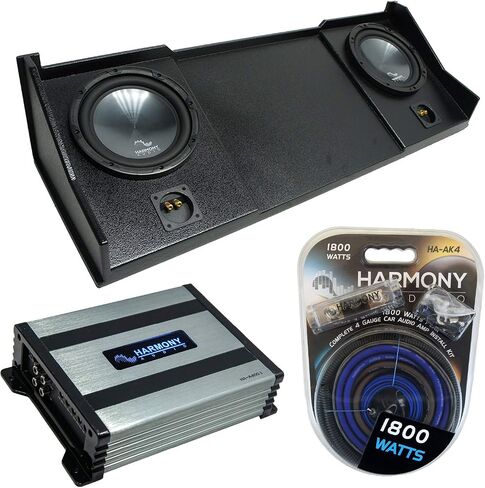 Harmony Audio (2) HA-R104 Subwoofer Dual 10" Sub Box Bundle HA-A400.1 Amp Compatible with 1994-2001 Dodge Ram Extended Cab Truck in Saudi Arabia