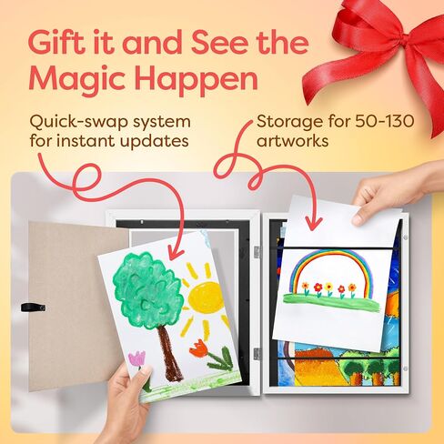 JOYSPECTIVE® [2-Pack] Kids Artwork Frames Changeable | No-Drill Frame for Kids Drawings Display & Storage Crafts | Holds 130+ Children Art Projects | Easy & Quick-Swap Changeable Display Frame for Kids Artwork [Black] in Saudi Arabia
