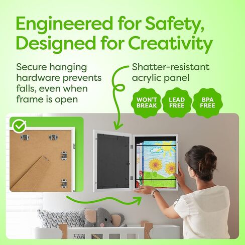 JOYSPECTIVE® [2-Pack] Kids Artwork Frames Changeable | No-Drill Frame for Kids Drawings Display & Storage Crafts | Holds 130+ Children Art Projects | Easy & Quick-Swap Changeable Display Frame for Kids Artwork [Black] in Saudi Arabia