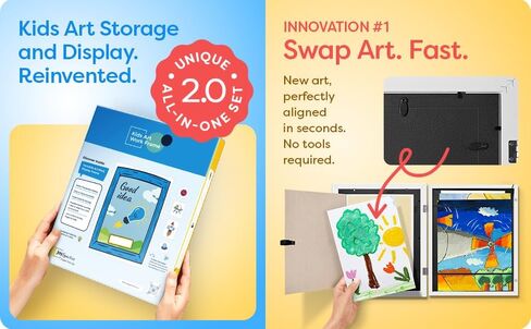 JOYSPECTIVE® [2-Pack] Kids Artwork Frames Changeable | No-Drill Frame for Kids Drawings Display & Storage Crafts | Holds 130+ Children Art Projects | Easy & Quick-Swap Changeable Display Frame for Kids Artwork [Black] in Saudi Arabia
