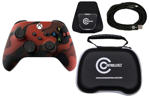 حزمة وحدة تحكم Custom Controllerzz - تتضمن وحدة تحكم لاسلكية مخصصة لأجهزة Xbox Series X/S وXbox One والكمبيوتر الشخصي وكابل USB-C المضفر وحامل وحدة التحكم وحقيبة حماية عالمية in Saudi Arabia