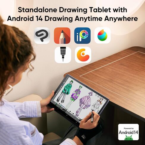 Magic Drawing Pad 12.2 Inch Standalone Drawing Tablet No Computer Needed with 16384 Pressure Levels & XPPen Two-Finger Artist Glove with Cute Cat Print, Suitable for Right and Left Hand in Saudi Arabia