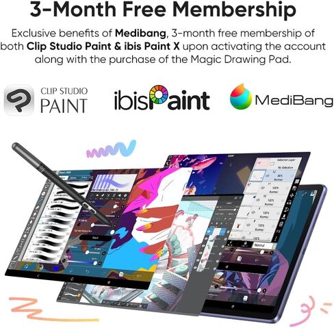 Magic Drawing Pad 12.2 Inch Standalone Drawing Tablet No Computer Needed with 16384 Pressure Levels & XPPen Two-Finger Artist Glove with Cute Cat Print, Suitable for Right and Left Hand in Saudi Arabia