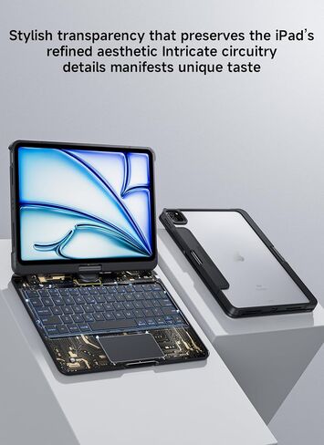 حافظة لوحة مفاتيح لجهاز iPad 9th 10.2 ich (الجيل السابع والثامن والتاسع) حافظة لوحة مفاتيح شفافة تدور بزاوية 360 درجة مع لوحة تتبع متعددة اللمس ولوحة مفاتيح بإضاءة خلفية بـ 7 ألوان لجهاز iPad 9th/8th/7th Gen مقاس 10.2 بوصة in Saudi Arabia