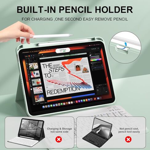 Keyboard Case for iPad Air 11 Inch (M3/M2) 2025/2024, iPad Air 5th/4th Generation 10.9 Inch 2022/2020, Detachable Wireless Bluetooth Keyboard Built-in Right Side Pencil Holder, Blue in Kuwait