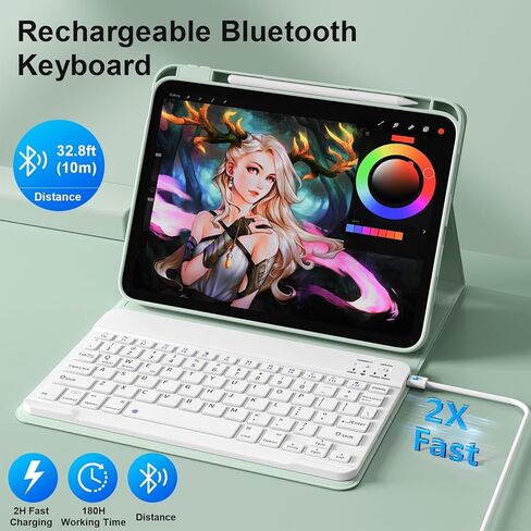 Keyboard Case for iPad Air 11 Inch (M3/M2) 2025/2024, iPad Air 5th/4th Generation 10.9 Inch 2022/2020, Detachable Wireless Bluetooth Keyboard Built-in Right Side Pencil Holder, Blue in Kuwait