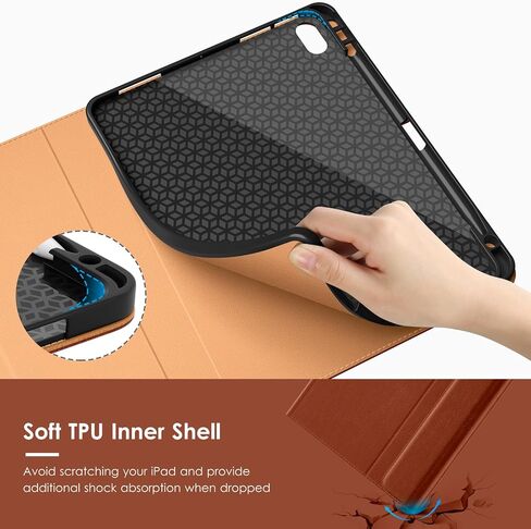 حافظة لوحة المفاتيح VIKESI لجهاز iPad Air 11 بوصة M3/M2 (إصدار 2025/2024) وiPad Air الجيل الخامس/ الرابع مقاس 10.9 بوصة، غطاء جلدي، ضوء تهوية مدمج، صف وظيفي، حامل قلم رصاص، فتحات للبطاقات - بني فاتح in Kuwait