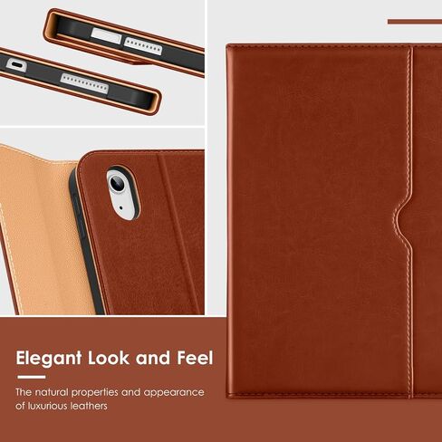 حافظة لوحة المفاتيح VIKESI لجهاز iPad Air 11 بوصة M3/M2 (إصدار 2025/2024) وiPad Air الجيل الخامس/ الرابع مقاس 10.9 بوصة، غطاء جلدي، ضوء تهوية مدمج، صف وظيفي، حامل قلم رصاص، فتحات للبطاقات - بني فاتح in Kuwait