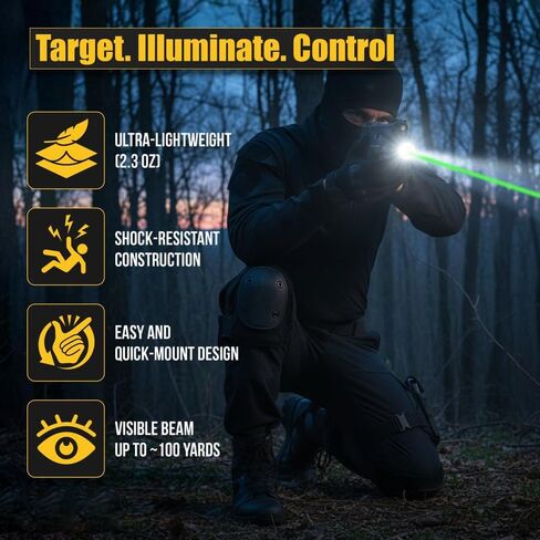HiLight التكتيكية المنفذ ES10B 500 التجويف ستروب مسدس مصباح يدوي مع البصر بالليزر الأزرق | رائع لـ Glock وSig وS&W وTaurus | شعاع 9 مم 10 مم .45 كال in Kuwait