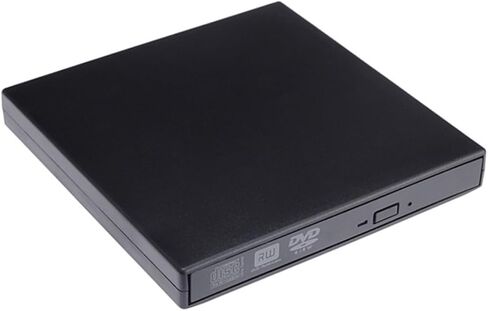 محرك أقراص DVD خارجي من NUOBESTY USB 2.0 لأجهزة الكمبيوتر المحمول، قارئ أقراص مضغوطة محمول، إعادة كتابة، تصميم أسود نحيف متوافق مع المنزل والسفر in Kuwait