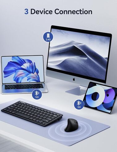 TECKNET Ergonomic Mouse, Wireless Vertical Mouse, 4800 DPI, Rechargeable Bluetooth Mice for Carpal Tunnel Right Hand, 3-Device Connectivity for Laptop, PC, MacBook, Black in Saudi Arabia