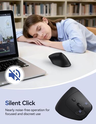 TECKNET Ergonomic Mouse, Wireless Vertical Mouse, 4800 DPI, Rechargeable Bluetooth Mice for Carpal Tunnel Right Hand, 3-Device Connectivity for Laptop, PC, MacBook, Black in Saudi Arabia