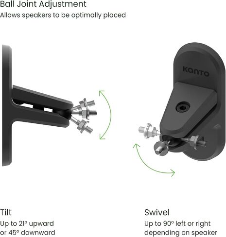 Kanto SPW3W Universal Satellite Speaker Wall Mount Bracket | ¼-20 Thread Attachment | Tilt, Swivel & Rotation | Holds 12 lbs (5.4 kg) | Wire & Cable Management | No Visible Hardware | Pair | White in Saudi Arabia