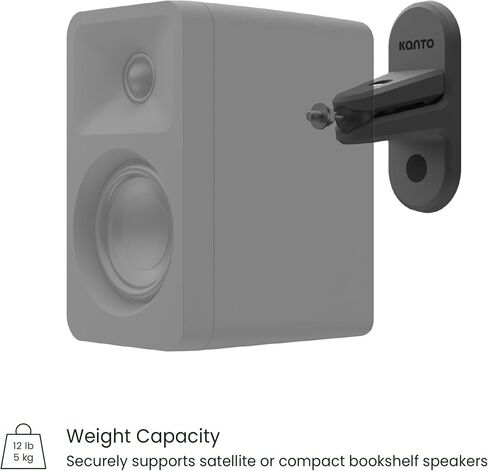 Kanto SPW3W Universal Satellite Speaker Wall Mount Bracket | ¼-20 Thread Attachment | Tilt, Swivel & Rotation | Holds 12 lbs (5.4 kg) | Wire & Cable Management | No Visible Hardware | Pair | White in Saudi Arabia