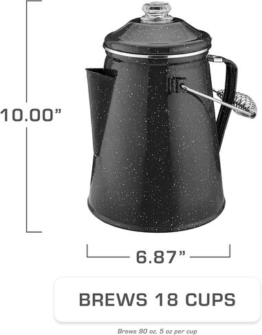 COLETTI Classic Enamel Coffee Percolator Stovetop (Matte Gray, 12 Cup) — The Original Camping Coffee Maker Made Modern — Essential for the Campsite Brewmaster – Camp Coffee Pot in Kuwait