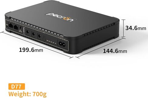 PECRON D77 DC UPS Battery Backup, 76.96Wh Small UPS for WiFi Router/Modem/Security Camera/Phone, Uninterruptible Power Supply with PoE Port, 5V/9V/12V DC5521 Port, 5V USB-A in Kuwait