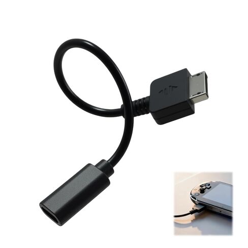 كابل شاحن PS Vita 1000 USB-C، 6.7 بوصة من النوع C أنثى مدخلات الطاقة وسلك مزامنة البيانات متوافق مع سلسلة PS Vita PCH-1000، اتصال PC/PS3/الكمبيوتر المحمول (ليس لجهاز PSV 2000) (أسود وقطعة واحدة) in Kuwait